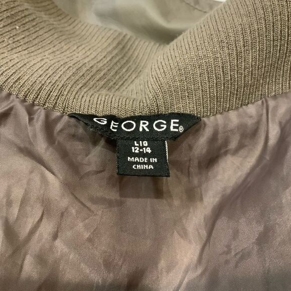 George Faux Leather Sage Green Moto Jacket L 12-14 - Picture 12 of 13